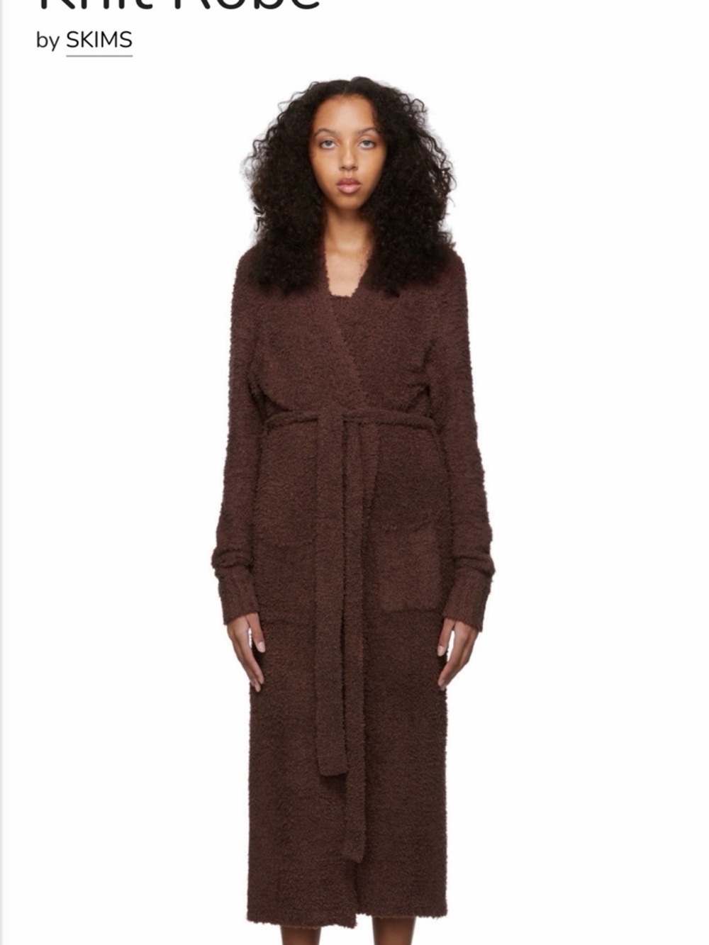 SKIMS Plush Knit Wrap Robe in Chocolate